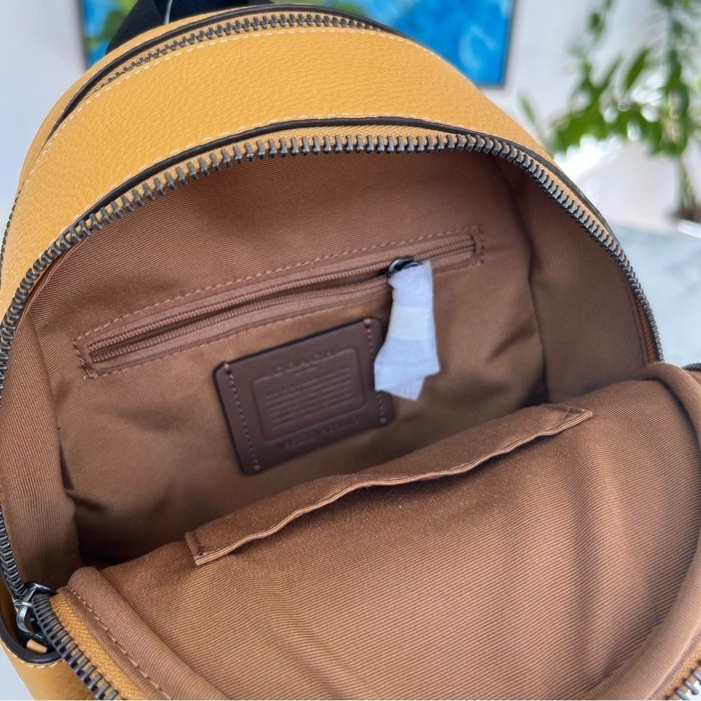 NWT COACH Mini Court Backpack Buttercup Yellow Pebble Leather - Picture 11 of 14